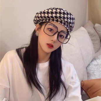 韓国系 ファッション 千鳥格子 ヨーロピアン風 ベレー帽